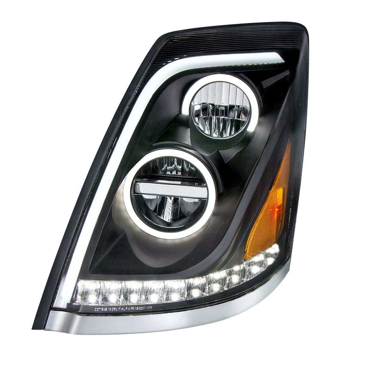 Volvo VN/VNL 2003-2017 LED Headlight with Dual Color Position Light Bar