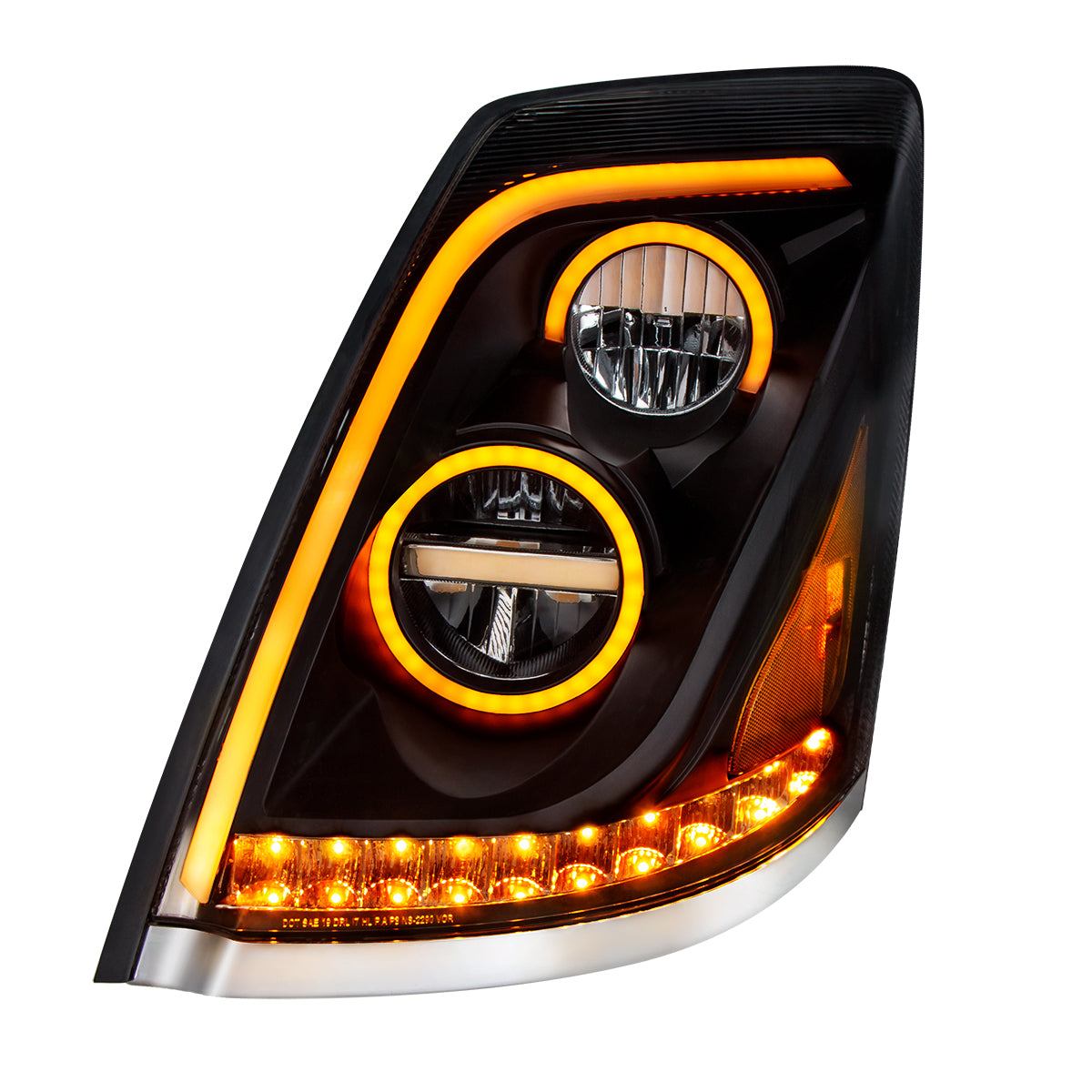 Volvo VN/VNL 2003-2017 LED Headlight with Dual Color Position Light Bar