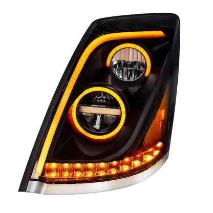 Volvo VN/VNL 2003-2017 LED Headlight with Dual Color Position Light Bar