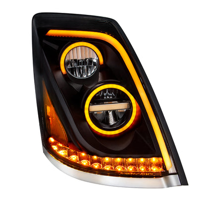 Volvo VN/VNL 2003-2017 LED Headlight with Dual Color Position Light Bar