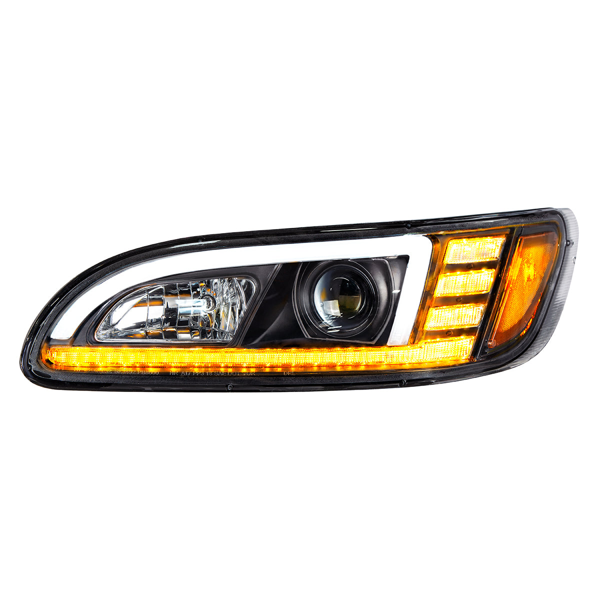 Peterbilt 330, 335, 337, 340, 348, 382, 384, 386, 387 Halogen Projection Headlight with 24 LED Sequential Turn and 18 LED Position Light