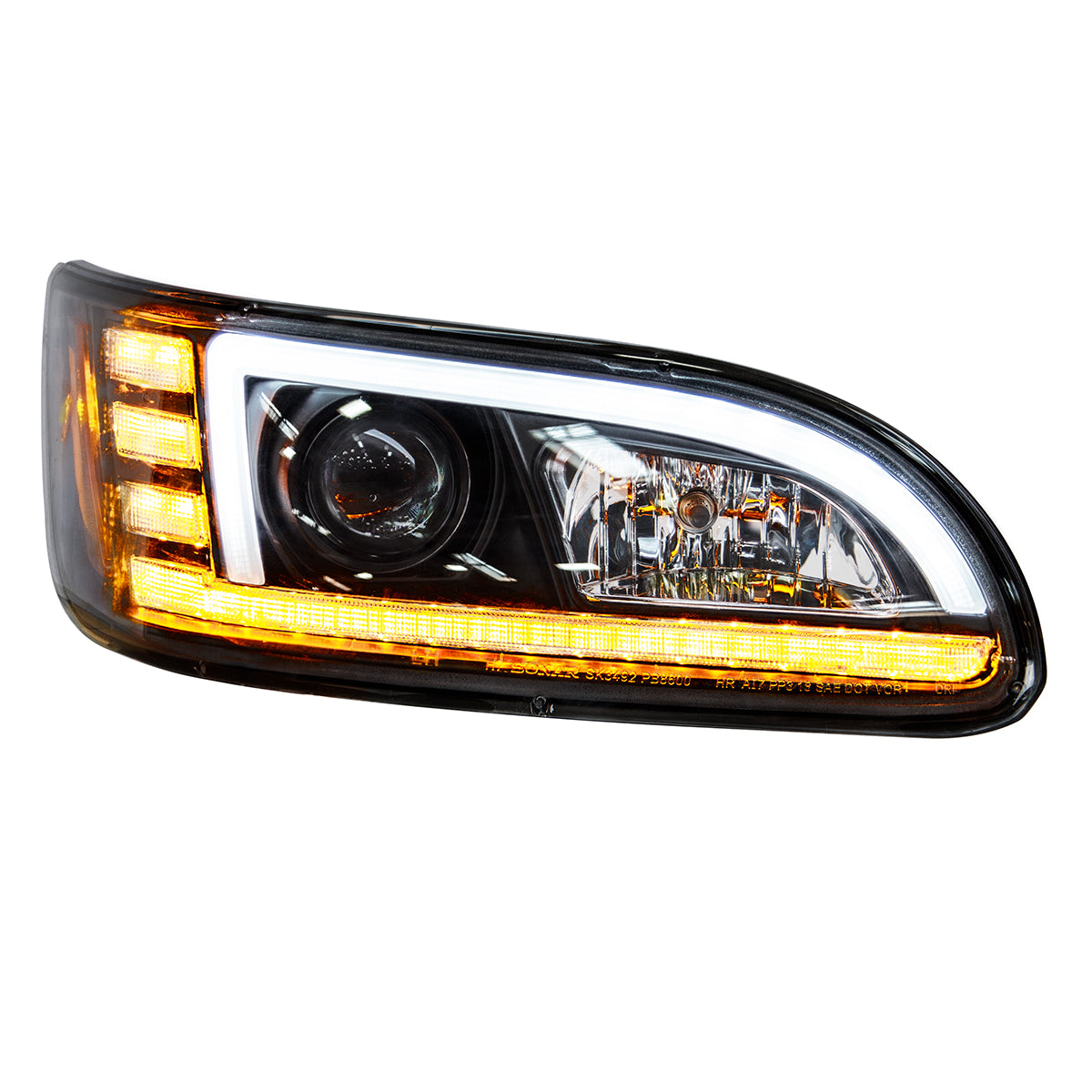 Peterbilt 330, 335, 337, 340, 348, 382, 384, 386, 387 Halogen Projection Headlight with 24 LED Sequential Turn and 18 LED Position Light