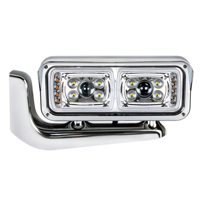 Peterbilt 10 LED Projection Headlight with 8 LED Turn and 100 LED Position Light Bar with Mounting Arm