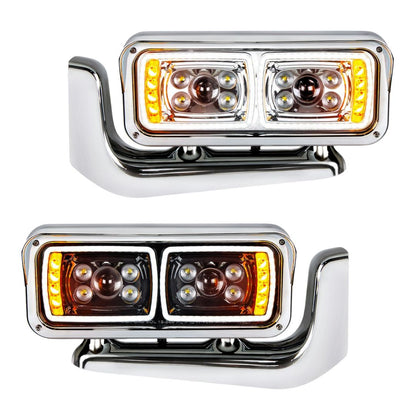 Peterbilt 10 LED Projection Headlight with 8 LED Turn and 100 LED Position Light Bar with Mounting Arm