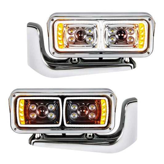 Peterbilt 10 LED Projection Headlight with 8 LED Turn and 100 LED Position Light Bar with Mounting Arm