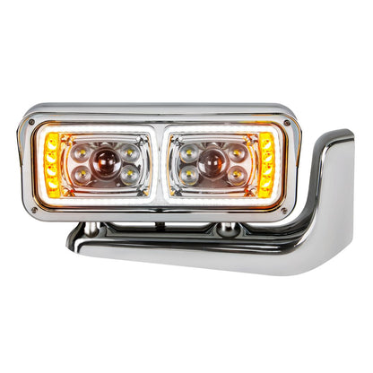 Peterbilt 10 LED Projection Headlight with 8 LED Turn and 100 LED Position Light Bar with Mounting Arm