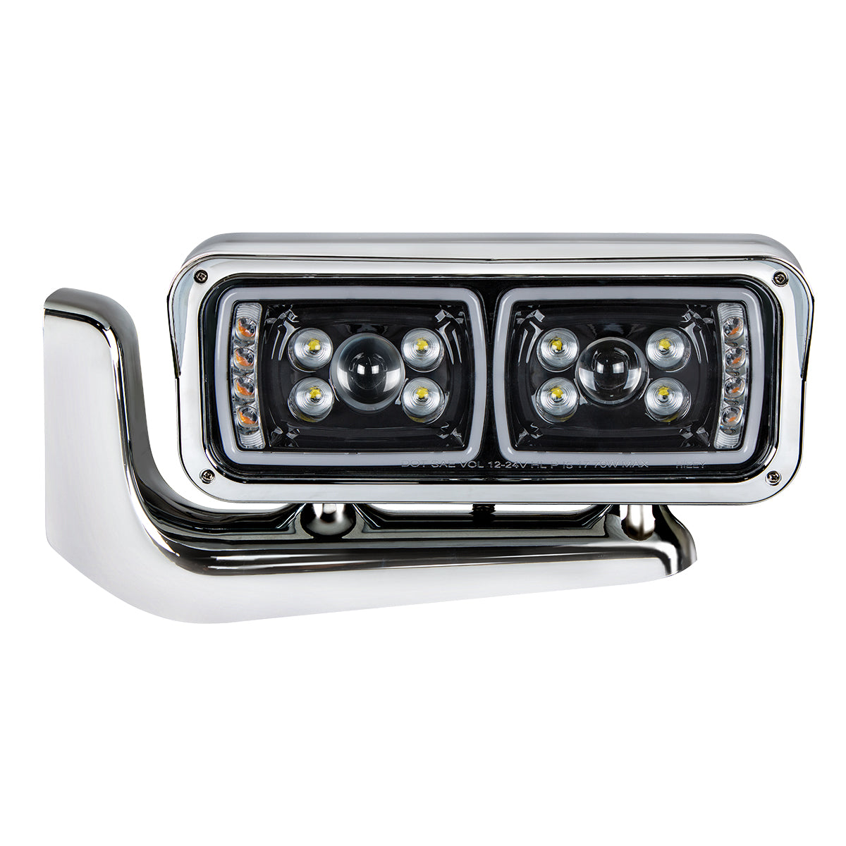 Peterbilt 10 LED Projection Headlight with 8 LED Turn and 100 LED Position Light Bar with Mounting Arm
