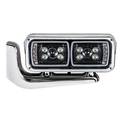 Peterbilt 10 LED Projection Headlight with 8 LED Turn and 100 LED Position Light Bar with Mounting Arm