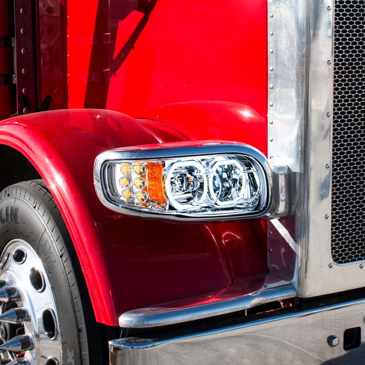 Peterbilt 388, 389, 567 10 LED Headlight with 6 LED Turn and 100 LED Halo Daytime Running Light