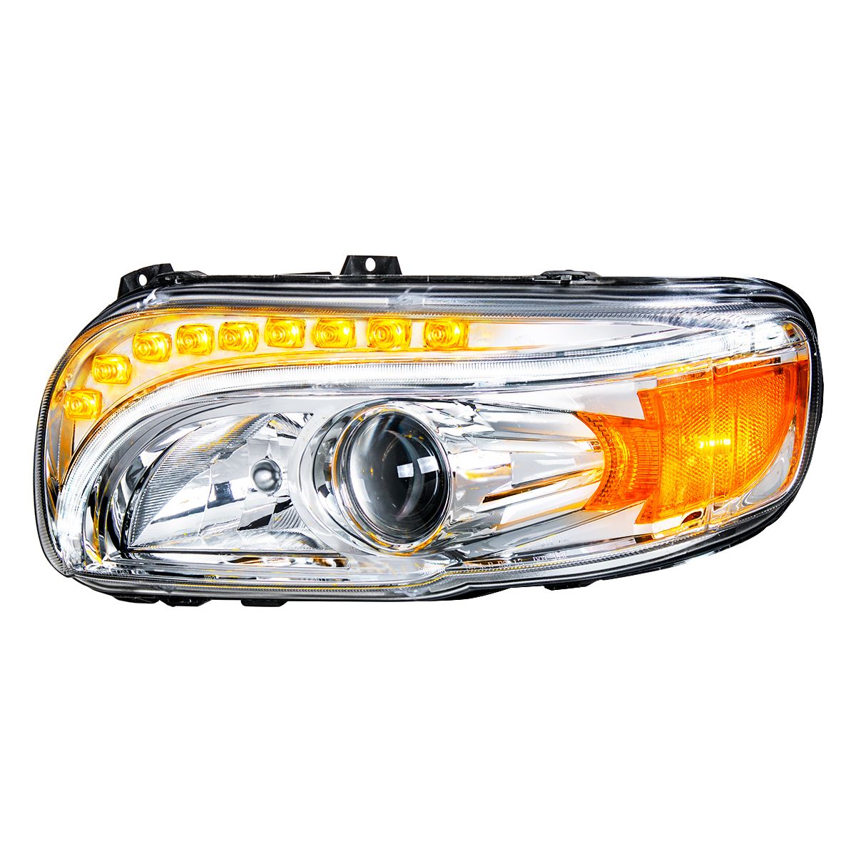 Peterbilt 388, 389, 567 Halogen Projection Headlight with LED Turn and Daytime Running Light