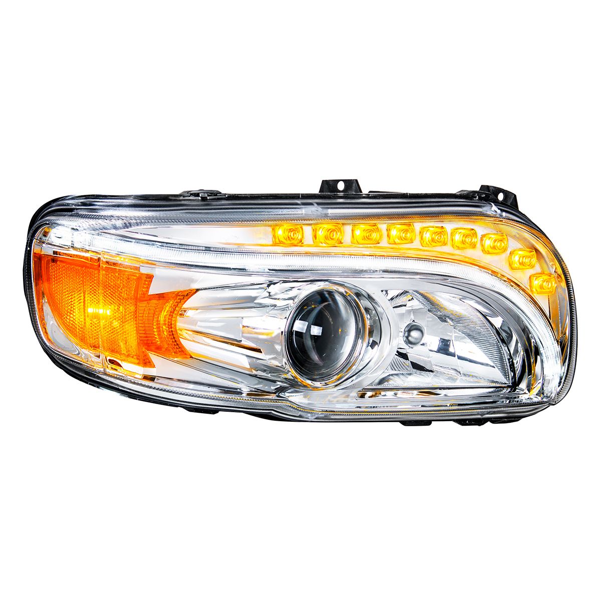Peterbilt 388, 389, 567 Halogen Projection Headlight with LED Turn and Daytime Running Light