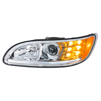 Peterbilt 330, 335, 337, 340, 348, 382, 384, 386, 387 Halogen Projection Headlight with 6 LED Turn and Dual LED Light Bar