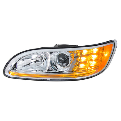 Peterbilt 330, 335, 337, 340, 348, 382, 384, 386, 387 Halogen Projection Headlight with 6 LED Turn and Dual LED Light Bar