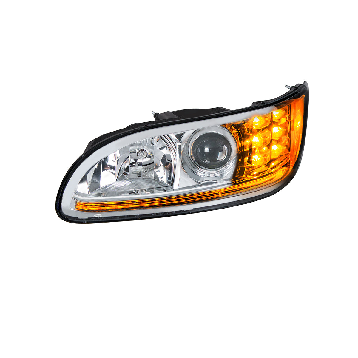 Peterbilt 330, 335, 337, 340, 348, 382, 384, 386, 387 Halogen Projection Headlight with 6 LED Turn and Dual LED Light Bar