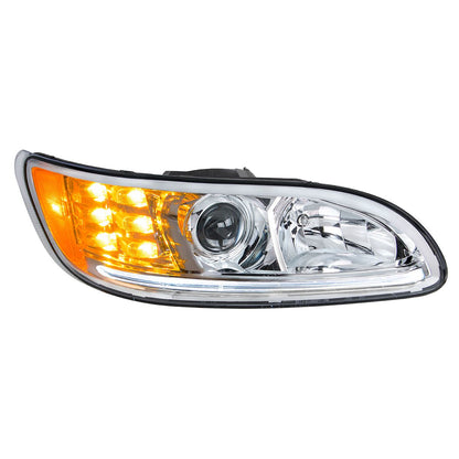 Peterbilt 330, 335, 337, 340, 348, 382, 384, 386, 387 Halogen Projection Headlight with 6 LED Turn and Dual LED Light Bar