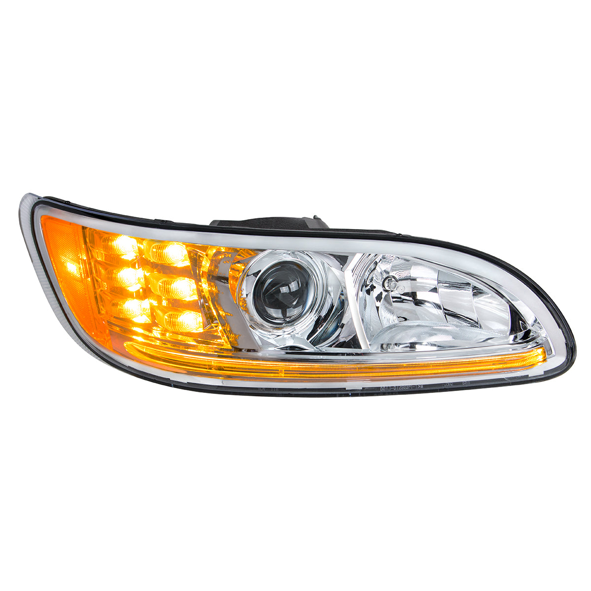 Peterbilt 330, 335, 337, 340, 348, 382, 384, 386, 387 Halogen Projection Headlight with 6 LED Turn and Dual LED Light Bar