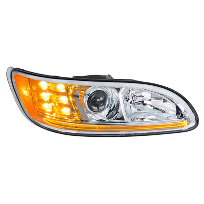 Peterbilt 330, 335, 337, 340, 348, 382, 384, 386, 387 Halogen Projection Headlight with 6 LED Turn and Dual LED Light Bar