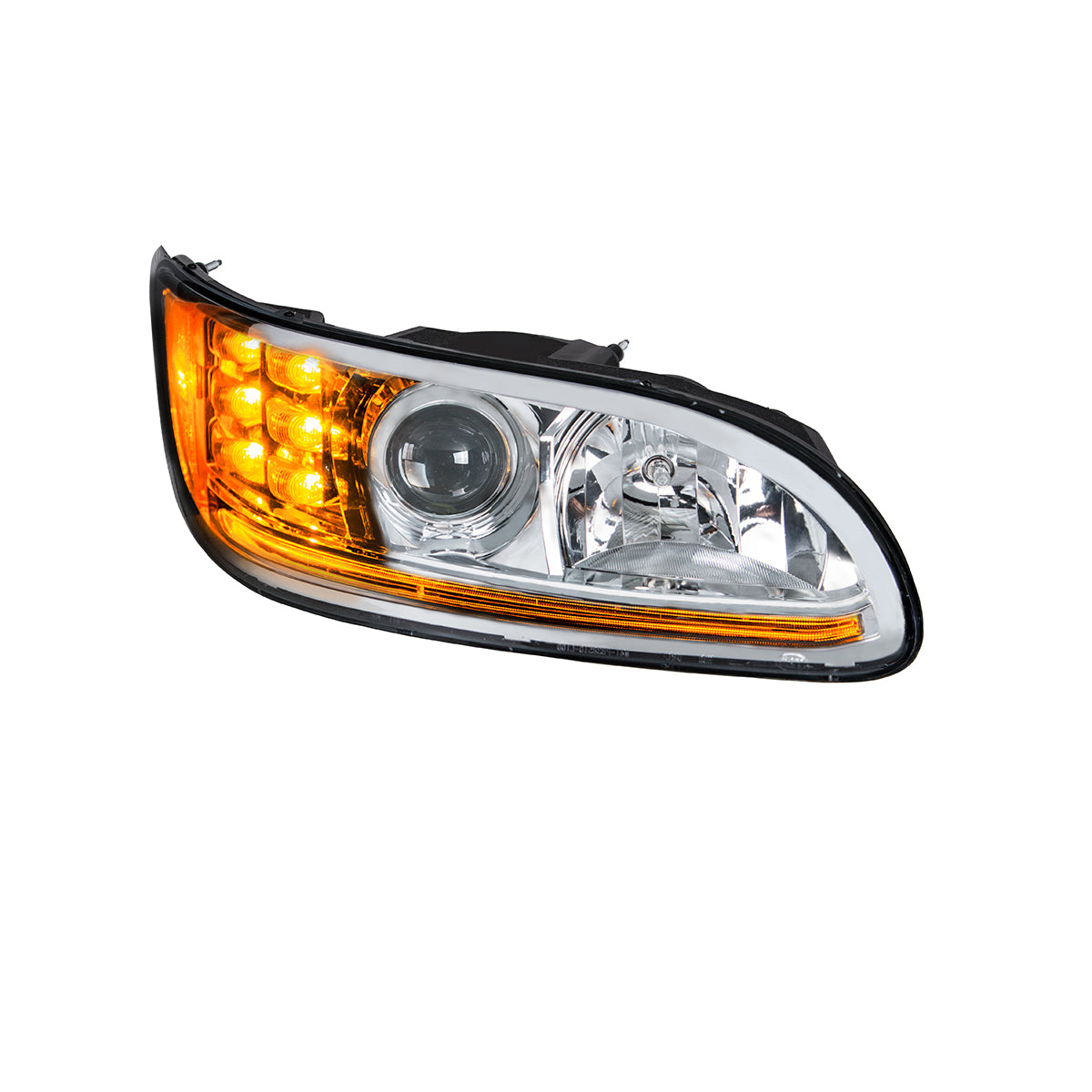 Peterbilt 330, 335, 337, 340, 348, 382, 384, 386, 387 Halogen Projection Headlight with 6 LED Turn and Dual LED Light Bar