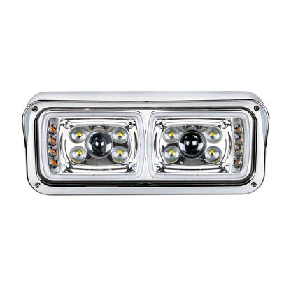 Peterbilt, Kenworth, Freightliner and Western Star 10 LED Projection Headlight with 8 LED Turn and 100 LED Position Light Bar