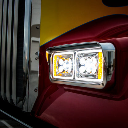 Peterbilt, Kenworth, Freightliner and Western Star 10 LED Projection Headlight with 8 LED Turn and 100 LED Position Light Bar