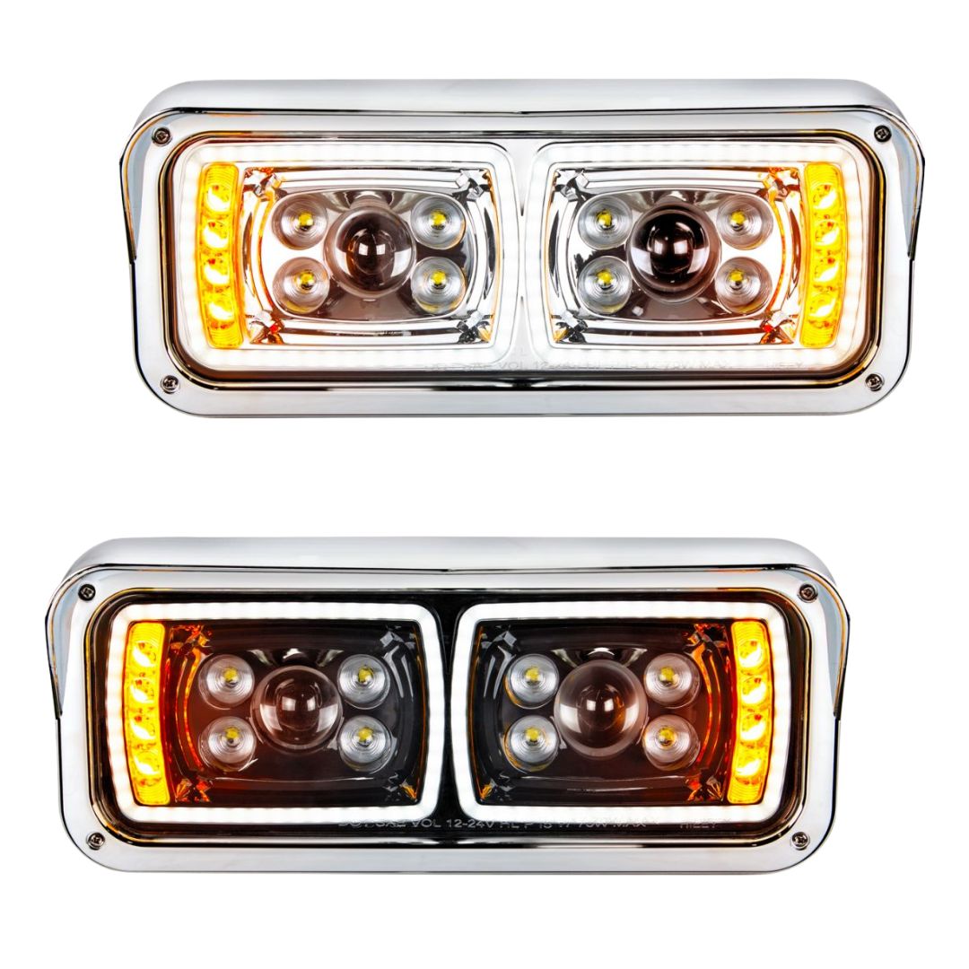 Peterbilt, Kenworth, Freightliner and Western Star 10 LED Projection Headlight with 8 LED Turn and 100 LED Position Light Bar