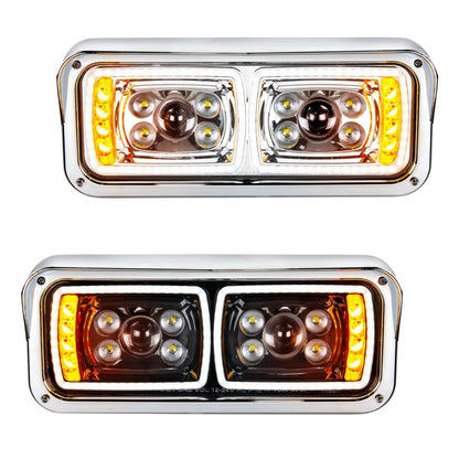 Peterbilt, Kenworth, Freightliner and Western Star 10 LED Projection Headlight with 8 LED Turn and 100 LED Position Light Bar