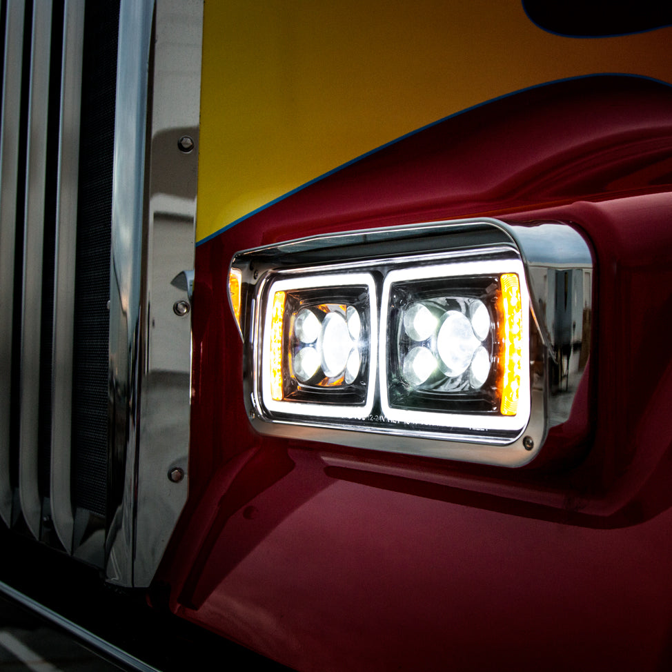 Peterbilt, Kenworth, Freightliner and Western Star 10 LED Projection Headlight with 8 LED Turn and 100 LED Position Light Bar
