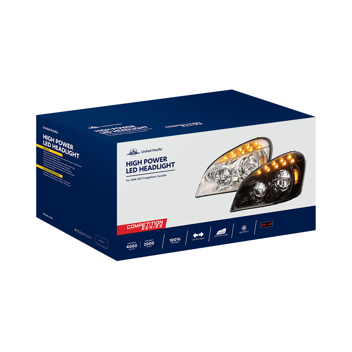 Freightliner Cascadia 2008-2017 LED Headlight with 9 LED Turn Signal