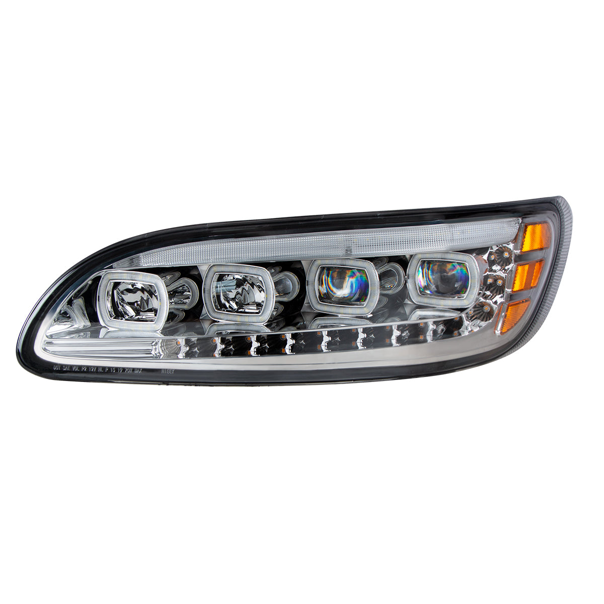 Peterbilt 330, 335, 337, 340, 348, 382, 384, 386, 387 Quad LED Headlight with 12 LED Sequential Turn and 128 LED Daytime Running Lights