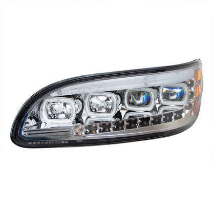 Peterbilt 330, 335, 337, 340, 348, 382, 384, 386, 387 Quad LED Headlight with 12 LED Sequential Turn and 128 LED Daytime Running Lights