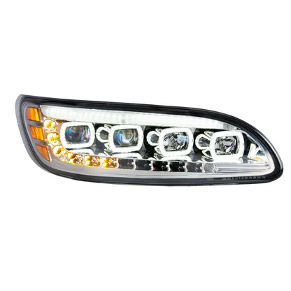 Peterbilt 330, 335, 337, 340, 348, 382, 384, 386, 387 Quad LED Headlight with 12 LED Sequential Turn and 128 LED Daytime Running Lights