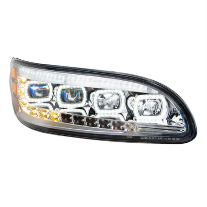 Peterbilt 330, 335, 337, 340, 348, 382, 384, 386, 387 Quad LED Headlight with 12 LED Sequential Turn and 128 LED Daytime Running Lights