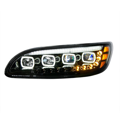 Peterbilt 330, 335, 337, 340, 348, 382, 384, 386, 387 Quad LED Headlight with 12 LED Sequential Turn and 128 LED Daytime Running Lights