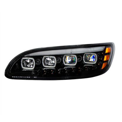 Peterbilt 330, 335, 337, 340, 348, 382, 384, 386, 387 Quad LED Headlight with 12 LED Sequential Turn and 128 LED Daytime Running Lights
