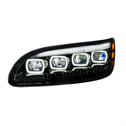 Peterbilt 330, 335, 337, 340, 348, 382, 384, 386, 387 Quad LED Headlight with 12 LED Sequential Turn and 128 LED Daytime Running Lights