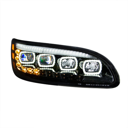 Peterbilt 330, 335, 337, 340, 348, 382, 384, 386, 387 Quad LED Headlight with 12 LED Sequential Turn and 128 LED Daytime Running Lights
