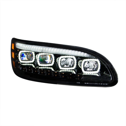 Peterbilt 330, 335, 337, 340, 348, 382, 384, 386, 387 Quad LED Headlight with 12 LED Sequential Turn and 128 LED Daytime Running Lights