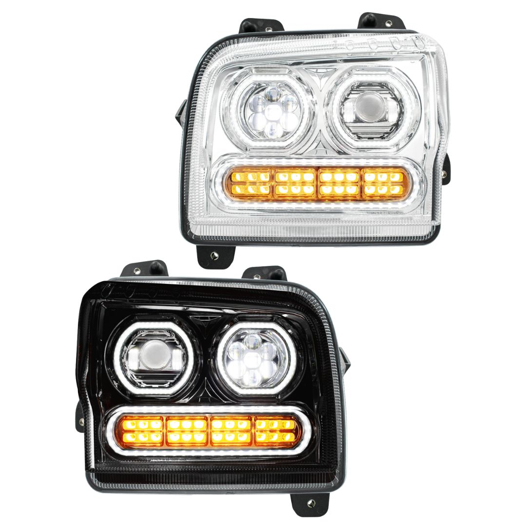 Kenworth W990 10 LED Headlight with 24 LED Turn and 100 LED Halo Daytime Running Light