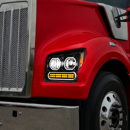 Kenworth W990 10 LED Headlight with 24 LED Turn and 100 LED Halo Daytime Running Light
