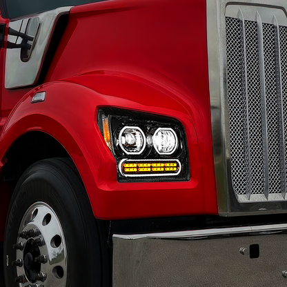 Kenworth W990 10 LED Headlight with 24 LED Turn and 100 LED Halo Daytime Running Light