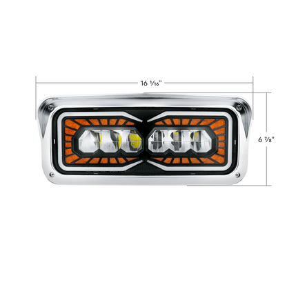 Peterbilt, Kenworth, Freightliner and Western Star 9 LED Headlight with 52 LED Turn and 88 LED Auxiliary Light
