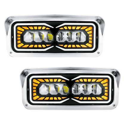 Peterbilt, Kenworth, Freightliner and Western Star 9 LED Headlight with 52 LED Turn and 88 LED Auxiliary Light