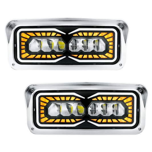 Peterbilt, Kenworth, Freightliner and Western Star 9 LED Headlight with 52 LED Turn and 88 LED Auxiliary Light
