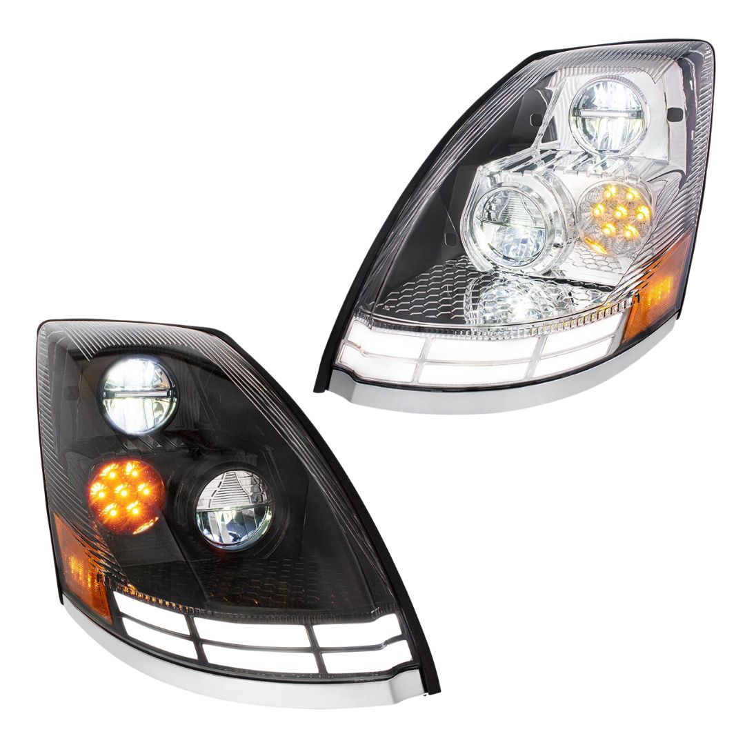 Volvo VN/VNL 2003-2017 LED Headlight with 7 LED Turn and 66 LED Dual Color Light Bar