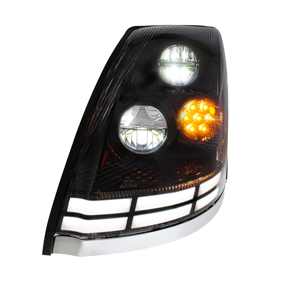 Volvo VN/VNL 2003-2017 LED Headlight with 7 LED Turn and 66 LED Dual Color Light Bar