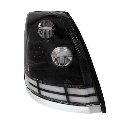 Volvo VN/VNL 2003-2017 LED Headlight with 7 LED Turn and 66 LED Dual Color Light Bar