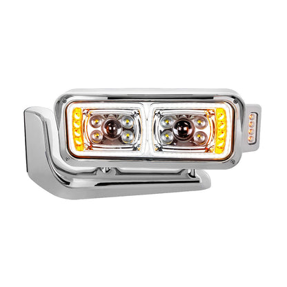 Peterbilt 10 LED Projection Headlight with 8 LED Turn, 100 LED Position Light Bar and 14 LED Side Marker Pod with Mounting Arm