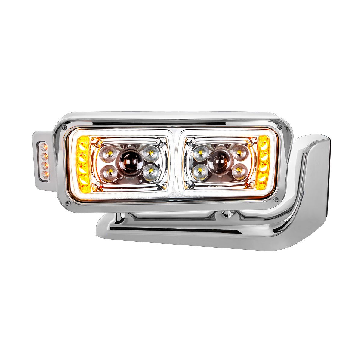 Peterbilt 10 LED Projection Headlight with 8 LED Turn, 100 LED Position Light Bar and 14 LED Side Marker Pod with Mounting Arm