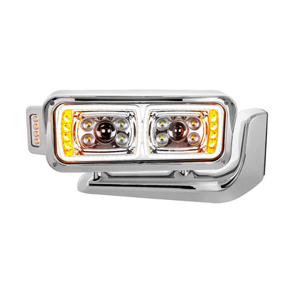 Peterbilt 10 LED Projection Headlight with 8 LED Turn, 100 LED Position Light Bar and 14 LED Side Marker Pod with Mounting Arm