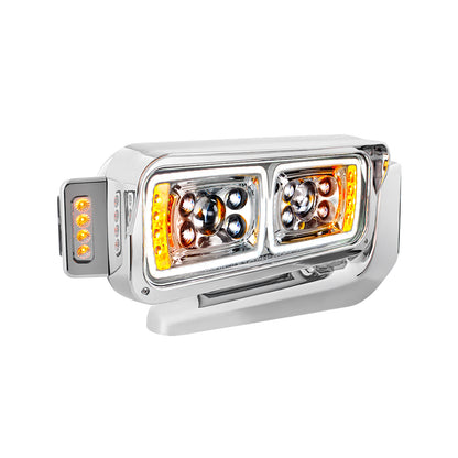 Peterbilt 10 LED Projection Headlight with 8 LED Turn, 100 LED Position Light Bar and 14 LED Side Marker Pod with Mounting Arm